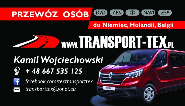 TRANSPORT-TEX Przewóz osób Niemcy, Holandia, Belgia. Codziennie! Transport aut, pomoc drogowa.