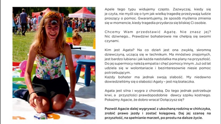 Turek. Organizują mikołajkową zbiórkę krwi dla 17-letniej Agaty